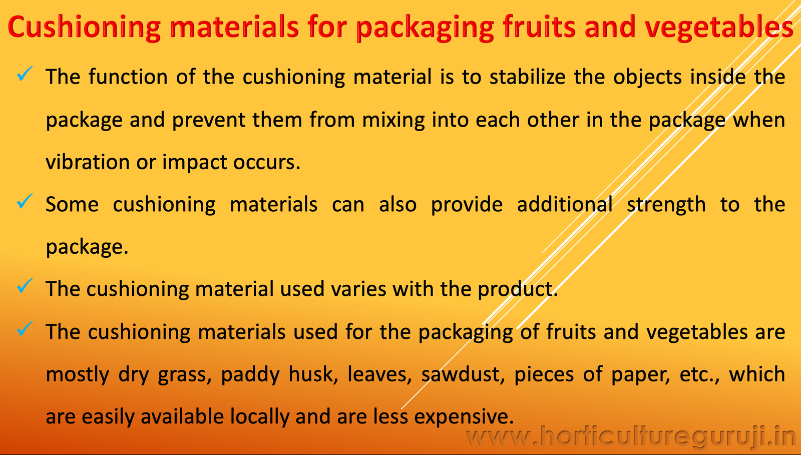 Cushioning Material For Packaging PPT - Horticulture Guruji