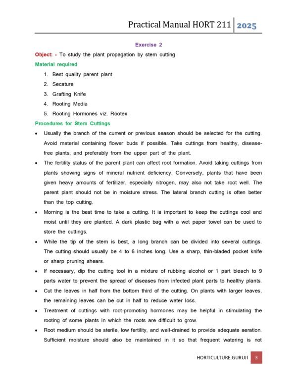 HORT 211 Production Technology For Fruits and Plantation Crops (Practical Manual) PDF and Docs - Image 3