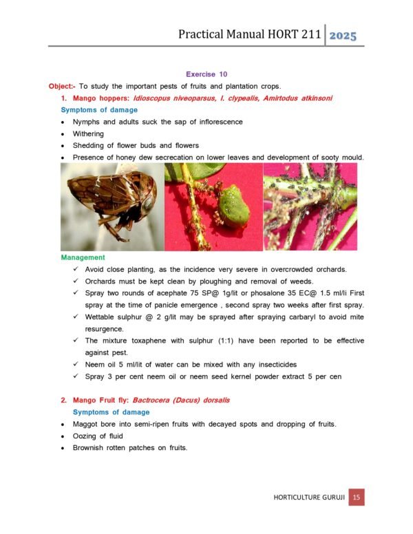 HORT 211 Production Technology For Fruits and Plantation Crops (Practical Manual) PDF and Docs - Image 5